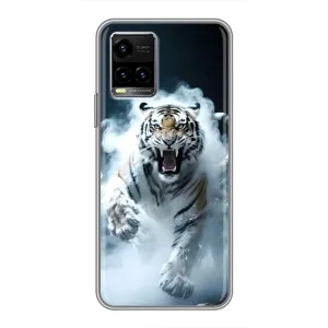 Чохол з картинкою 'Хижаки' для Vivo Y33s (Білий тигр у диму)