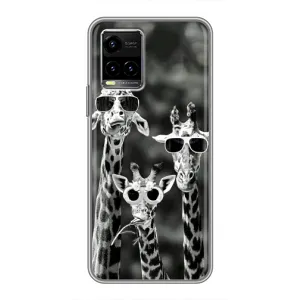 Силіконовий чохол з КАРТИНКАМИ літо для Vivo Y33s (AlphaPrint) (Жирафи в окулярах)