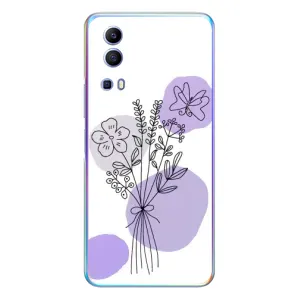 Силконовий чохол з принтом в квітах на Vivo Y72 (Букет фіолетова абстракція)