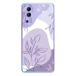 Силконовий чохол з принтом в квітах на Vivo Y72 (Фіолетове листя абстракція)
