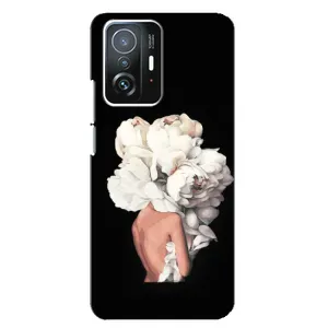 Чехлы (ART) Цветы на Xiaomi 11T / 11T Pro (VPrint) (Белые цветы)