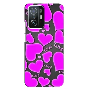 Чехлы для любимой на Шаомі 11Т / 11Т Про. (VPrint) (Pink hearts)