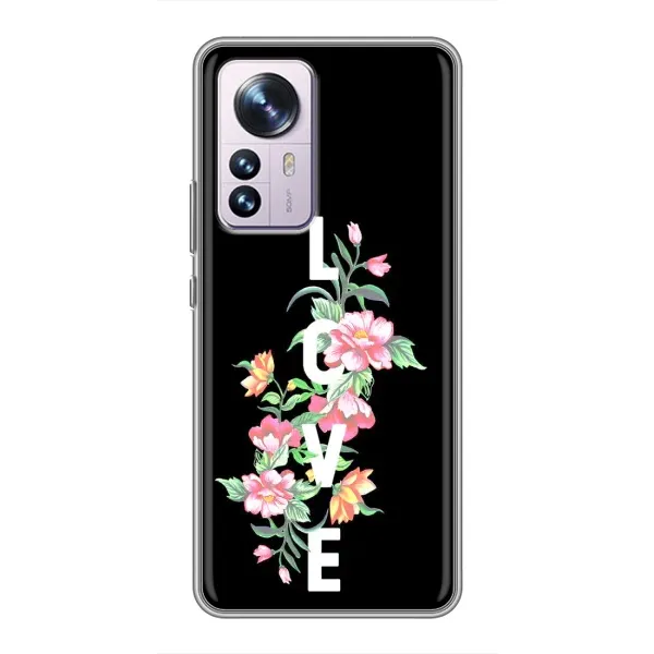 Чехол с принтом «Цветы LOVE» для Xiaomi 12 / 12X