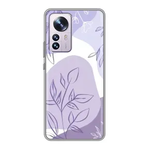 Силконовий чохол з принтом в квітах на Xiaomi 12 / 12X (Фіолетове листя абстракція)