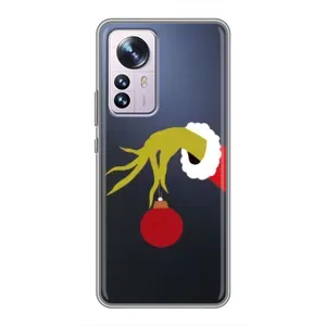 Зимні Чохли для Сяомі 12 / 12х - прозорий фон (Грінч з іграшкою)