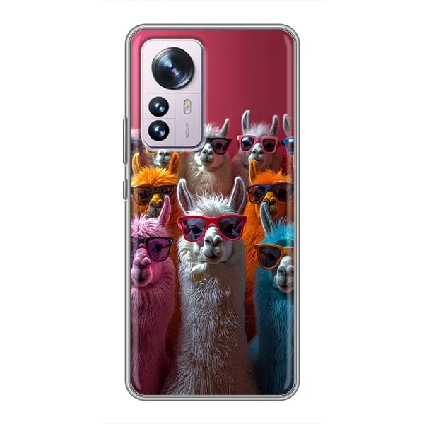 Чехол с принтом «Ламы в очках» для Xiaomi 12 / 12X Чехол с принтом «Ламы в очках» для Xiaomi 12 / 12X