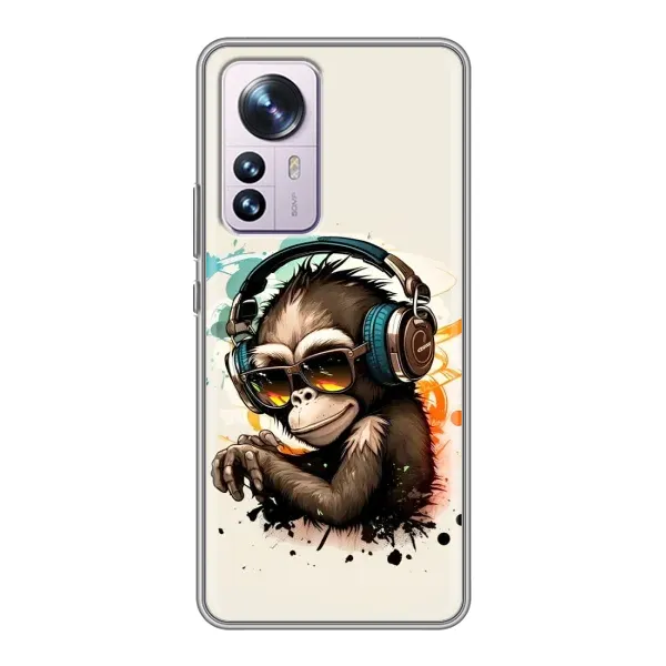 Чохол з принтом «Макака в навушниках» для Xiaomi 12 / 12X Чохол з принтом «Макака в навушниках» для Xiaomi 12 / 12X