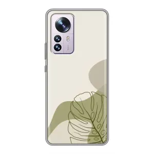 Силконовий чохол з принтом в квітах на Xiaomi 12 / 12X (Зелена монстера дизайн)