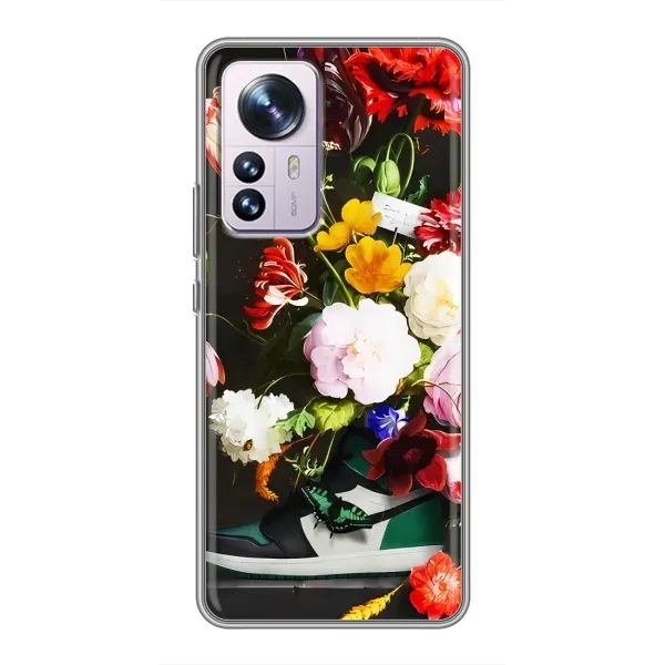 Чехол с принтом «Nike цветы» для Xiaomi 12 / 12X Чехол с принтом «Nike цветы» для Xiaomi 12 / 12X