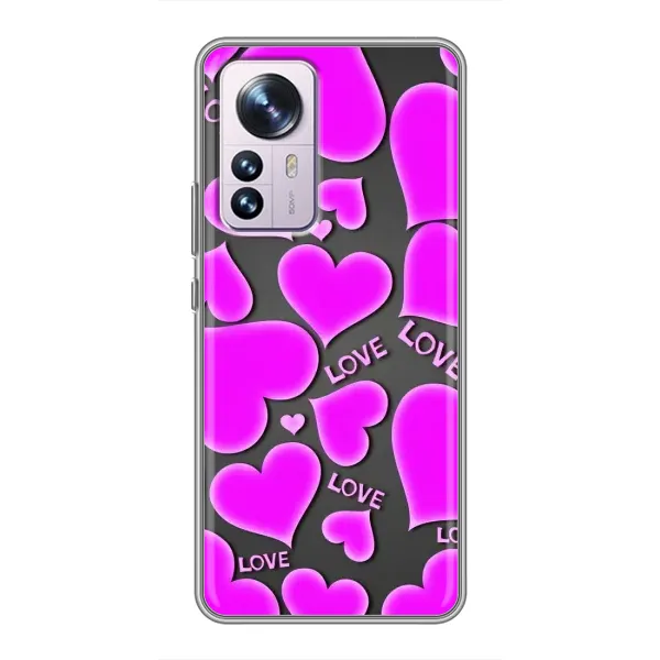 Чехол с принтом «Pink hearts» для Xiaomi 12 / 12X