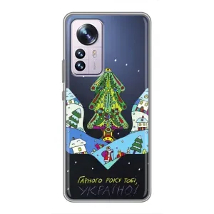 Зимні Чохли для Сяомі 12 / 12х - прозорий фон (Різдвяний герб)