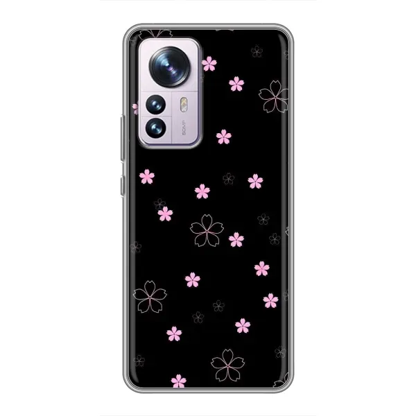 Чехол с принтом «Розовые цветы на черном» для Xiaomi 12 / 12X Чехол с принтом «Розовые цветы на черном» для Xiaomi 12 / 12X