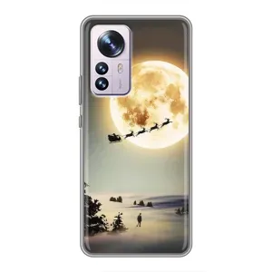 Новорічні, Святкові Чохли для Xiaomi 12 / 12X - 2024 год (Санта на місяці)