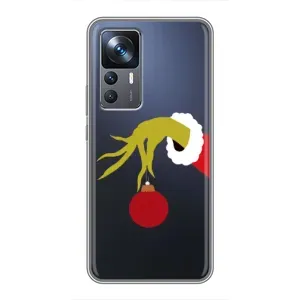 Зимні Чохли для Сяомі 12Т - прозорий фон (Грінч з іграшкою)