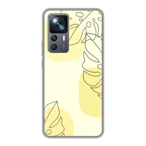 Силиконовый чехол с принтом в цветах на Xiaomi 12T (Желтая монстера арт)