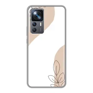 Силиконовый чехол с принтом в цветах на Xiaomi 12T (Нюдовая веточка абстракция)