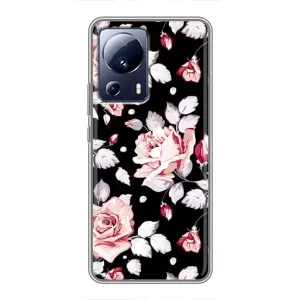 Чехлы с Цветами для Xiaomi 13 Lite (VPrint) (Цветочки на черном)