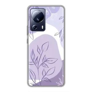 Силиконовый чехол с принтом в цветах на Xiaomi 13 Lite (Фиолетовые листья абстракция)