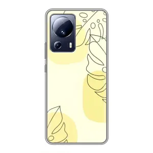 Силиконовый чехол с принтом в цветах на Xiaomi 13 Lite (Желтая монстера арт)