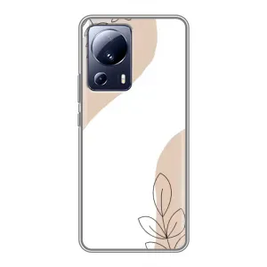 Силиконовый чехол с принтом в цветах на Xiaomi 13 Lite (Нюдовая веточка абстракция)