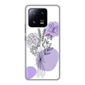 Силиконовый чехол с принтом в цветах на Xiaomi 13 Pro (Букет фиолетовая абстракция)