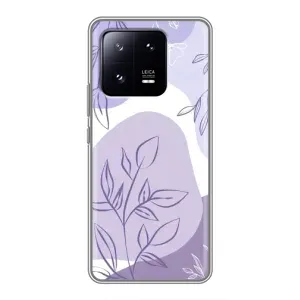 Силиконовый чехол с принтом в цветах на Xiaomi 13 Pro (Фиолетовые листья абстракция)