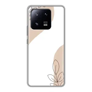Силиконовый чехол с принтом в цветах на Xiaomi 13 Pro (Нюдовая веточка абстракция)