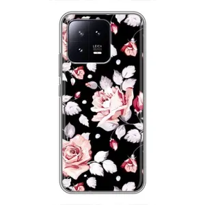 Чехлы с Цветами для Xiaomi 13 (VPrint) (Цветочки на черном)