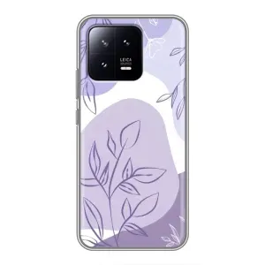 Силконовий чохол з принтом в квітах на Xiaomi 13 (Фіолетове листя абстракція)