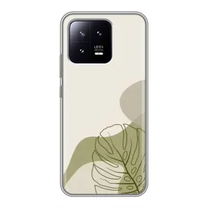 Силконовий чохол з принтом в квітах на Xiaomi 13 (Зелена монстера дизайн)