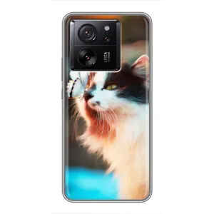 Чохол на Ксяомі 13Т Про з Котиками (VPrint) (Котик з метеликом)