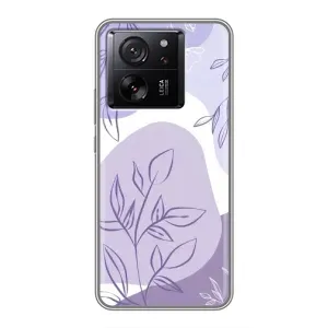 Силиконовый чехол с принтом в цветах на Xiaomi 13T (Фиолетовые листья абстракция)