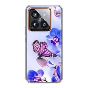 Чехлы с Цветами для Xiaomi 14 Pro (VPrint) (Бабочка на цветочке)