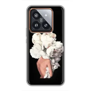 Чехлы (ART) Цветы на Xiaomi 14 Pro (VPrint) (Белые цветы)