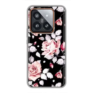 Чехлы с Цветами для Xiaomi 14 Pro (VPrint) (Цветочки на черном)