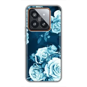 Чехлы (ART) Цветы на Xiaomi 14 Pro (VPrint) (Голубые Бутоны)