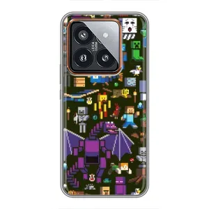 Чохол Майнкрафт на Xiaomi 14 Pro (AlphaPrint) Minecraft (Колаж Майнкрафт)