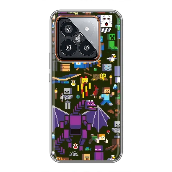 Чохол з принтом «Колаж Майнкрафт» для Xiaomi 14 Pro Чохол з принтом «Колаж Майнкрафт» для Xiaomi 14 Pro
