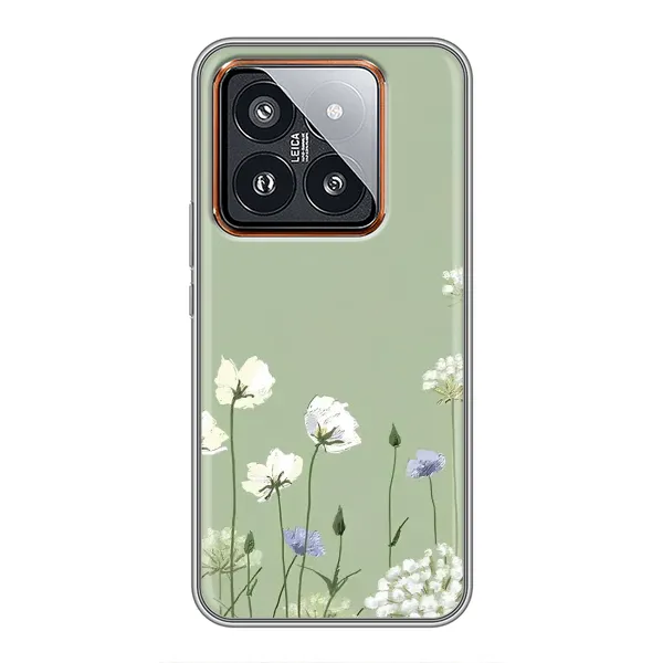 Чехол с принтом «Цветы на зеленом» для Xiaomi 14 Pro