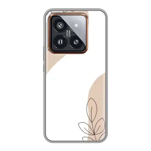 Силиконовый чехол с принтом в цветах на Xiaomi 14 Pro (Нюдовая веточка абстракция)