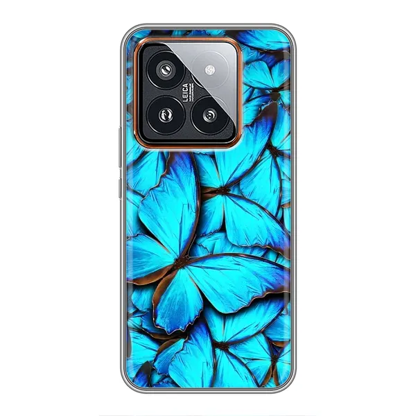 Чохол з принтом «Сині метелики» для Xiaomi 14 Pro