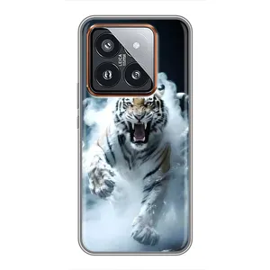 Чохол з картинкою 'Хижаки' для Xiaomi 14 Pro (Білий тигр у диму)
