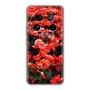 Чехлы с Цветами для Xiaomi 14 Ultra (VPrint) (Цветы красные)