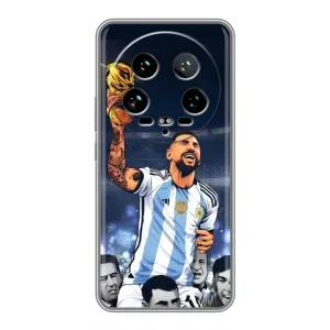 Чехлы для Xiaomi 14 Ultra (Leo чемпион) (AlphaPrint) (Месси с кубком)