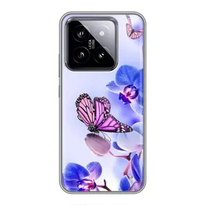 Чехлы с Цветами для Xiaomi 14 (VPrint) (Бабочка на цветочке)
