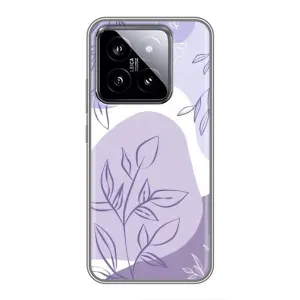 Силиконовый чехол с принтом в цветах на Xiaomi 14 (Фиолетовые листья абстракция)
