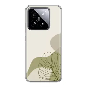 Силиконовый чехол с принтом в цветах на Xiaomi 14 (Зеленая монстера дизайн)