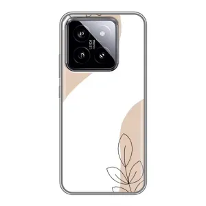 Силиконовый чехол с принтом в цветах на Xiaomi 14 (Нюдовая веточка абстракция)