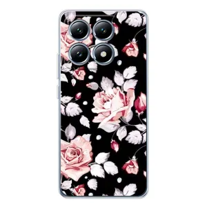 Чехлы с Цветами для Xiaomi 15 Pro (VPrint) (Цветочки на черном)