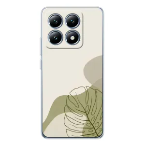 Силиконовый чехол с принтом в цветах на Xiaomi 15 Pro (Зеленая монстера дизайн)